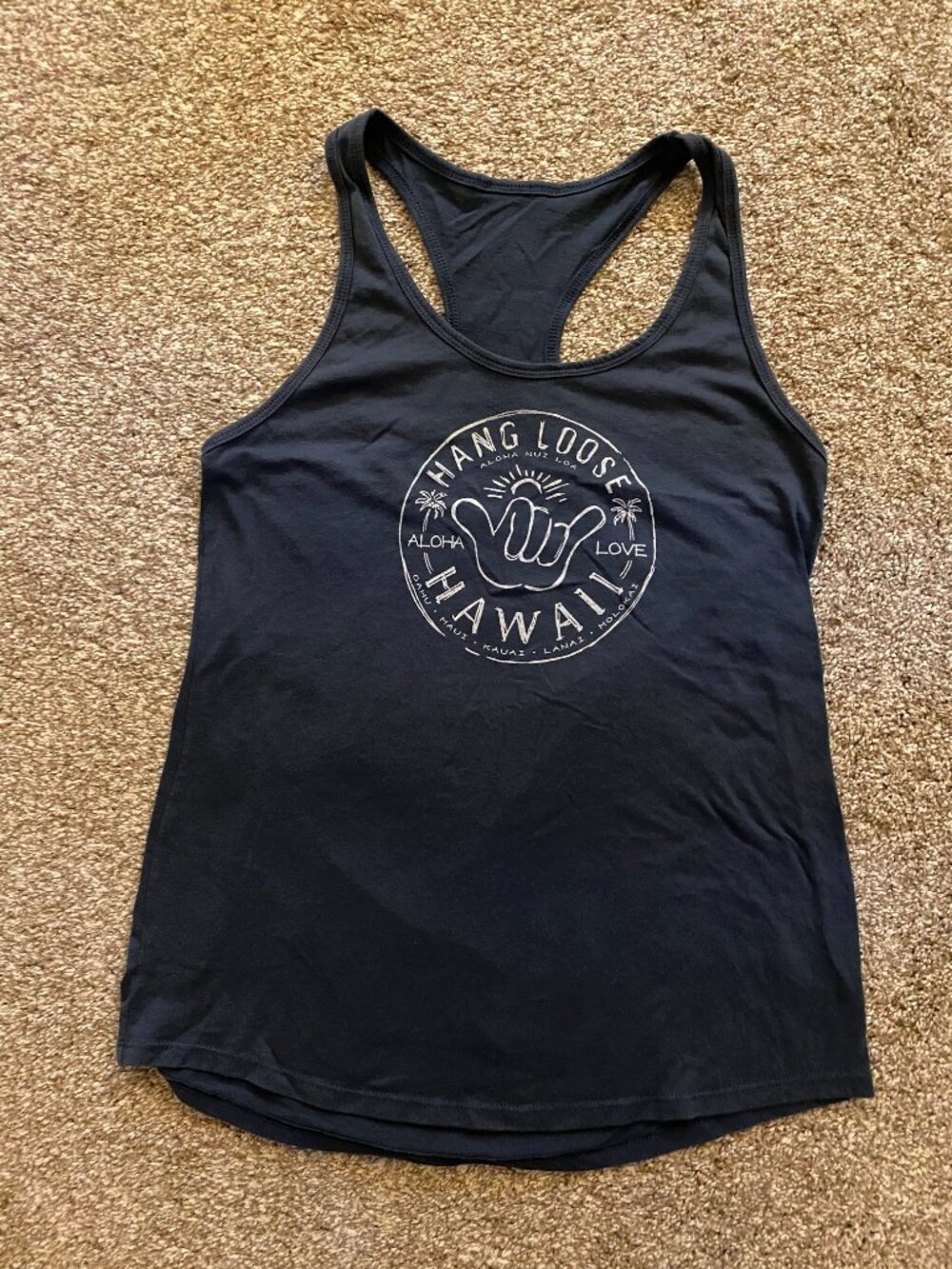 Hang Loose Hawaii Top Tank Logo OAHU MAUI KAUAI LANAI MOLOKAI One Size